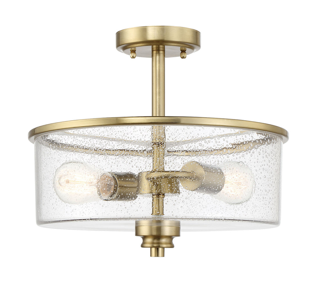 Bolden Two Light Convertible Semi Flush in Satin Brass