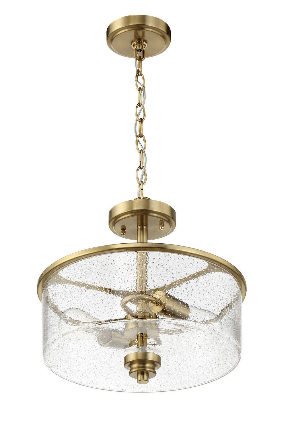 Bolden Two Light Convertible Semi Flush in Satin Brass