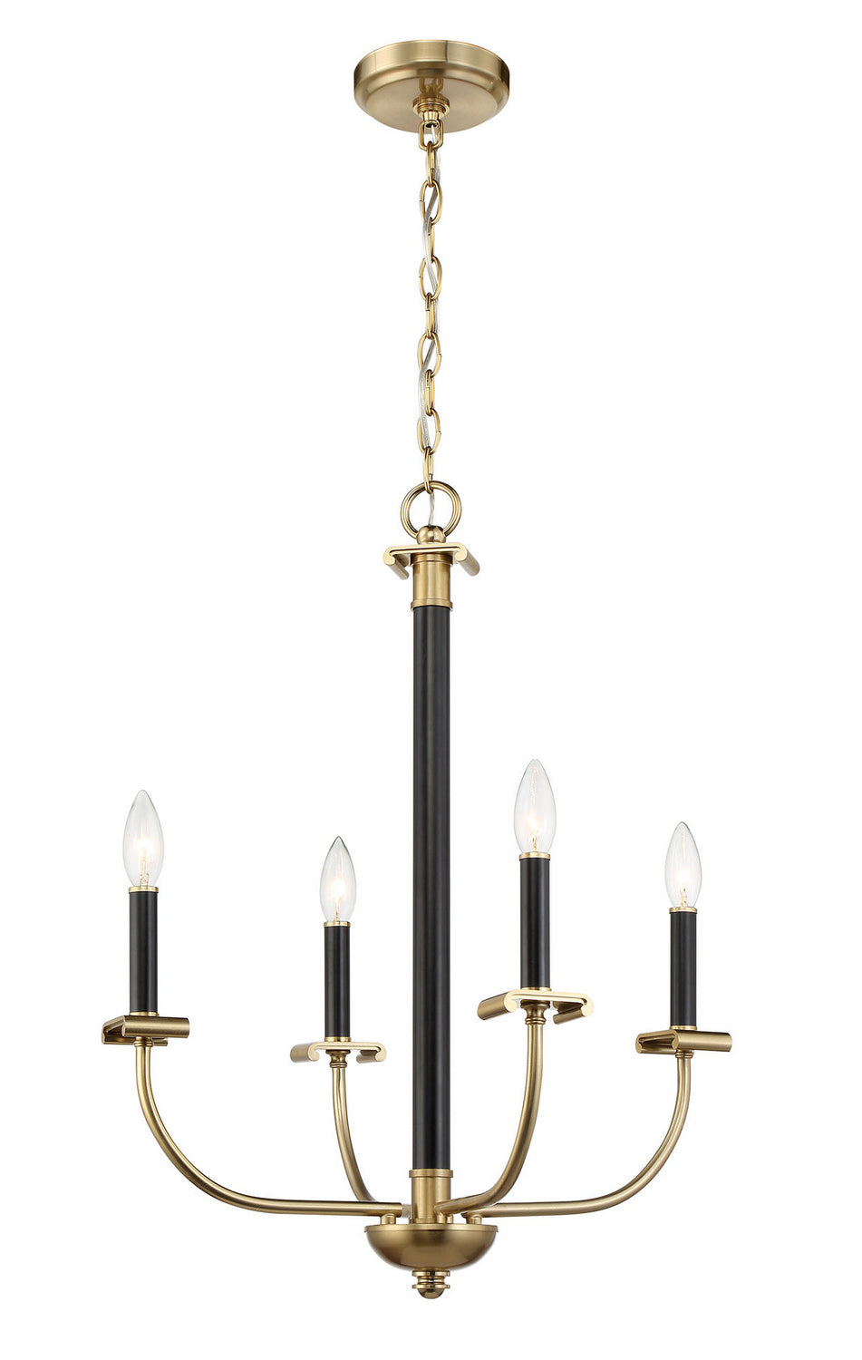 Stanza Four Light Chandelier in Flat Black/Satin Brass