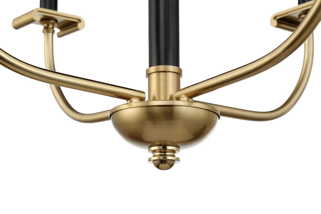 Stanza Four Light Chandelier in Flat Black/Satin Brass