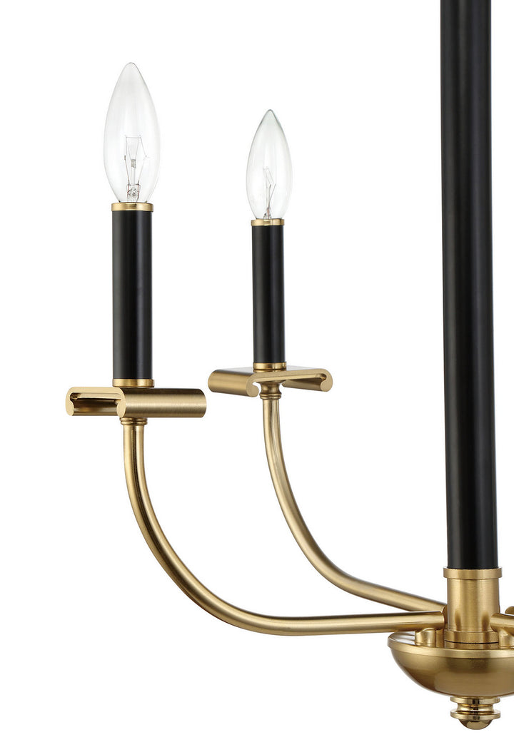 Stanza Four Light Chandelier in Flat Black/Satin Brass