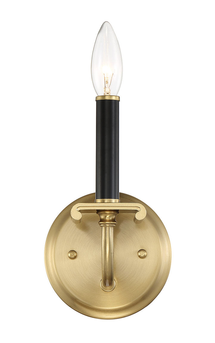 Stanza One Light Wall Sconce in Flat Black/Satin Brass