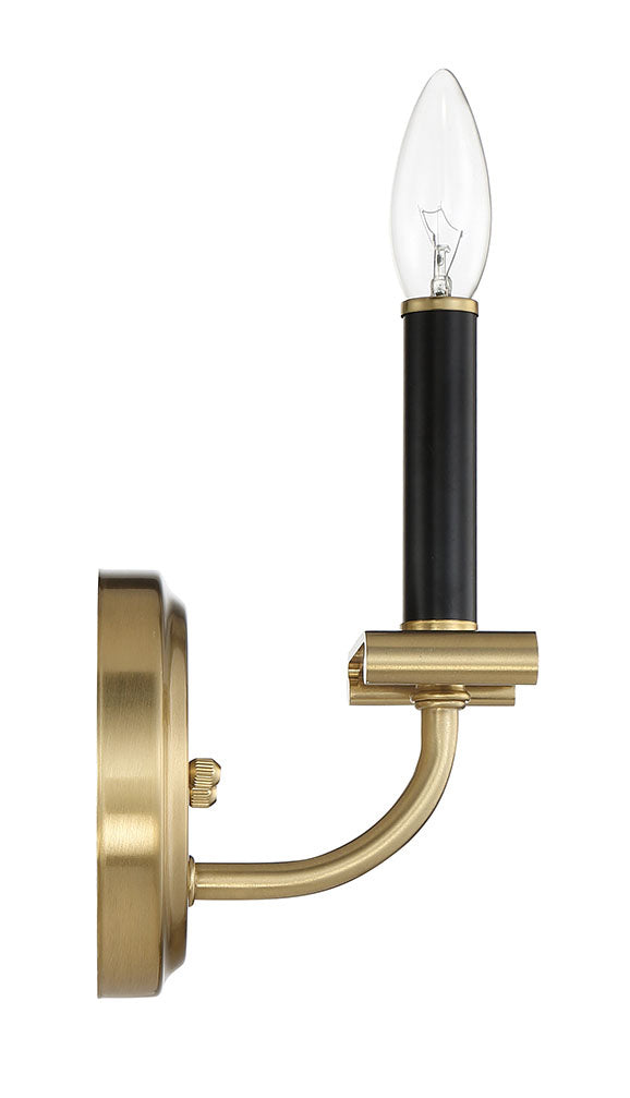 Stanza One Light Wall Sconce in Flat Black/Satin Brass