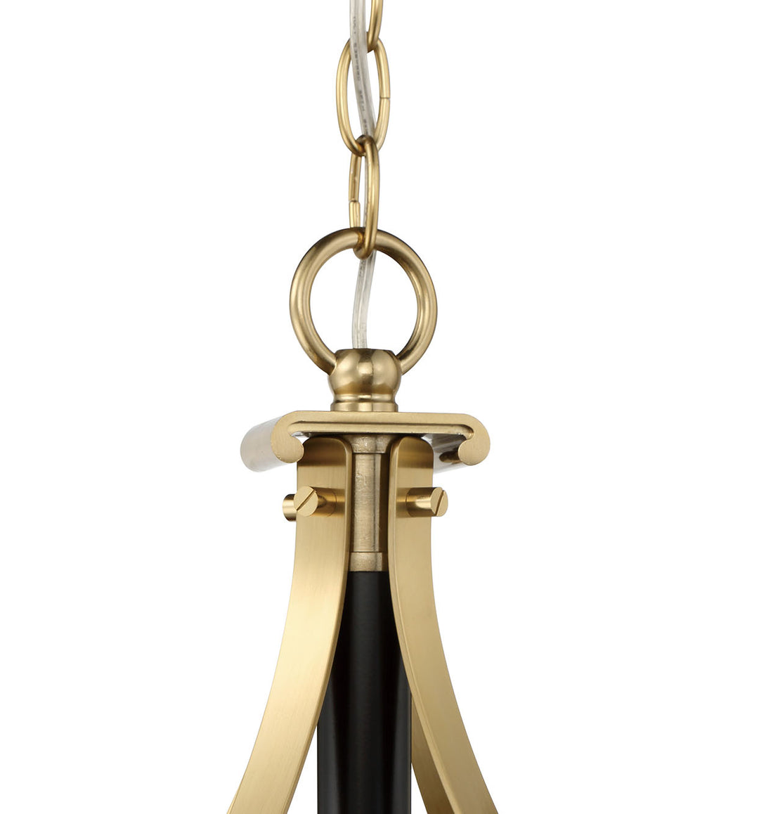 Stanza Six Light Pendant in Flat Black/Satin Brass