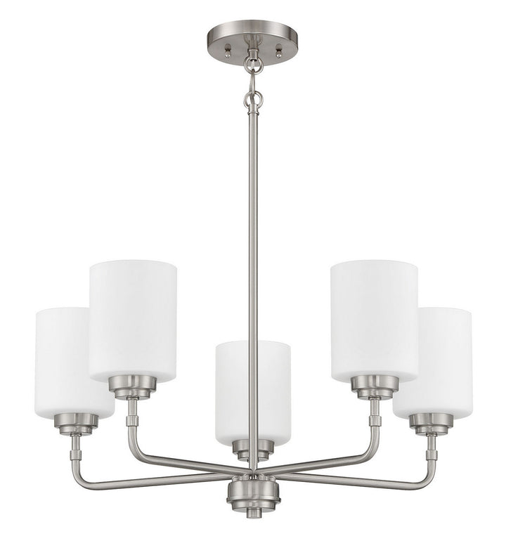 Stowe Five Light Chandelier in Brushed Polished Nickel