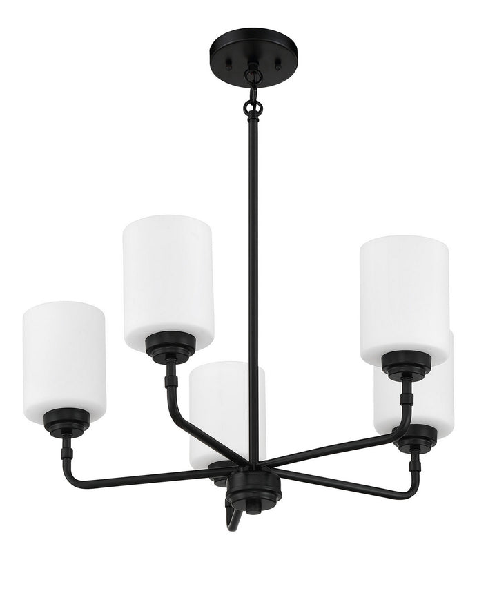 Stowe Five Light Chandelier in Flat Black