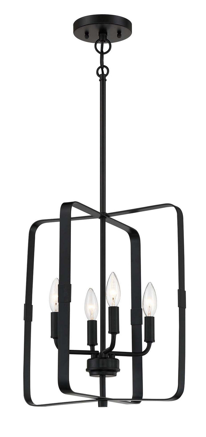 Stowe Four Light Foyer Pendant in Flat Black