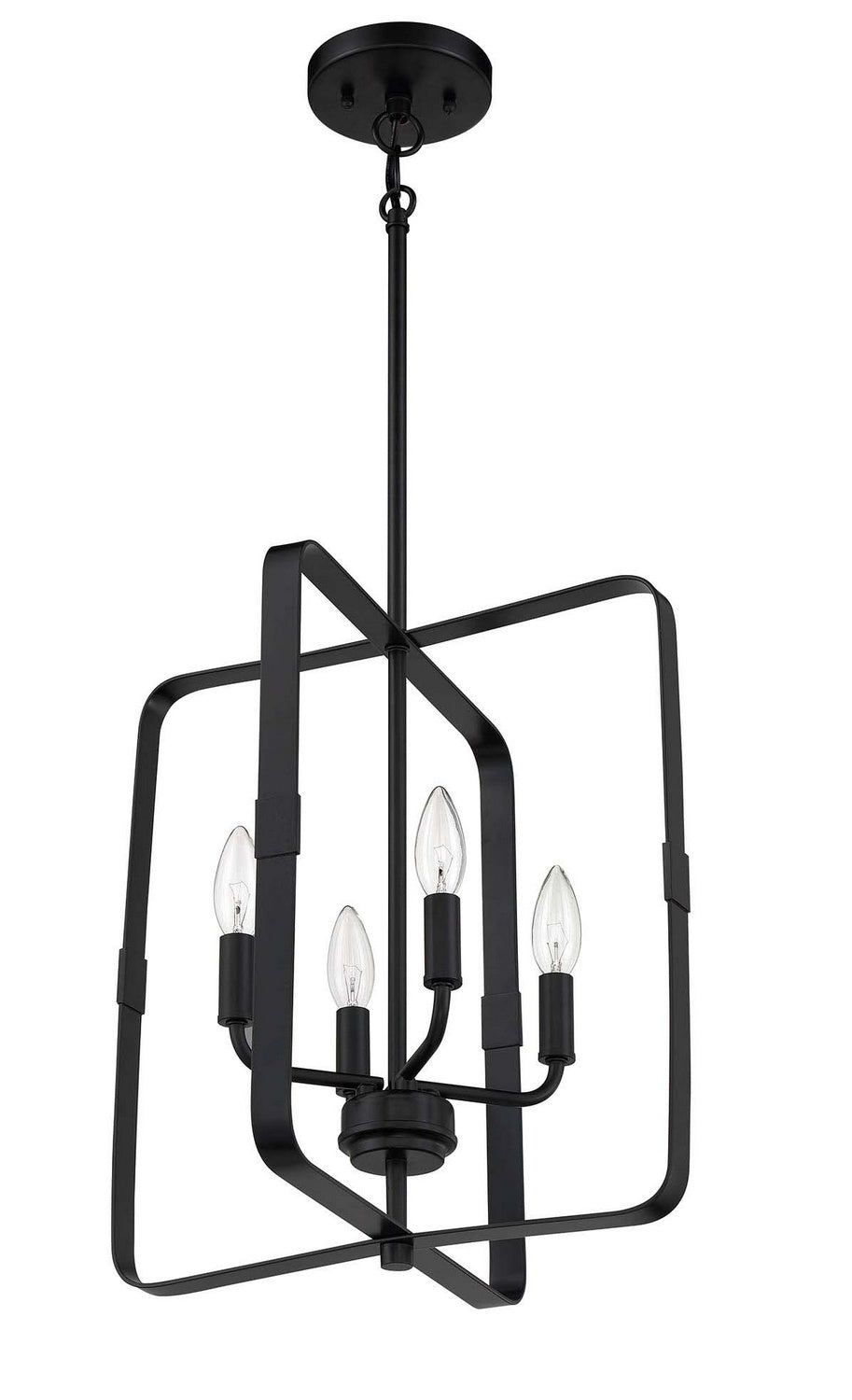 Stowe Four Light Foyer Pendant in Flat Black