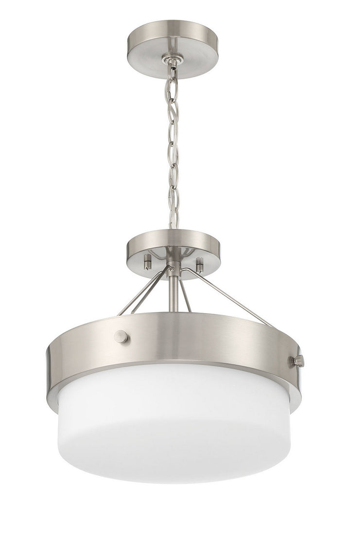 Oak Street Two Light Flushmount in Brushed Polished Nickel/Whiskey Barrel