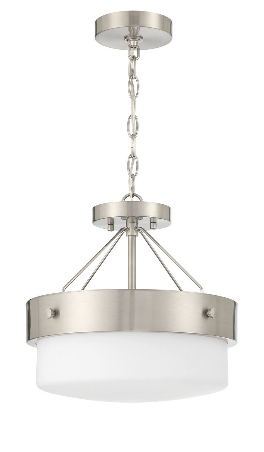 Oak Street Two Light Flushmount in Brushed Polished Nickel/Whiskey Barrel