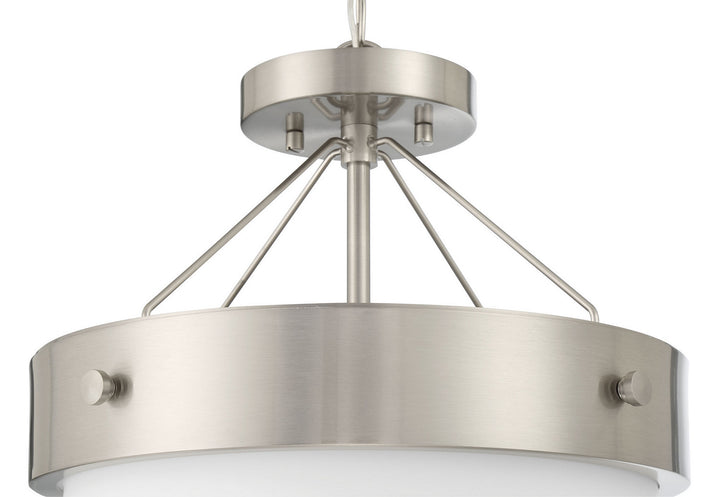 Oak Street Two Light Flushmount in Brushed Polished Nickel/Whiskey Barrel