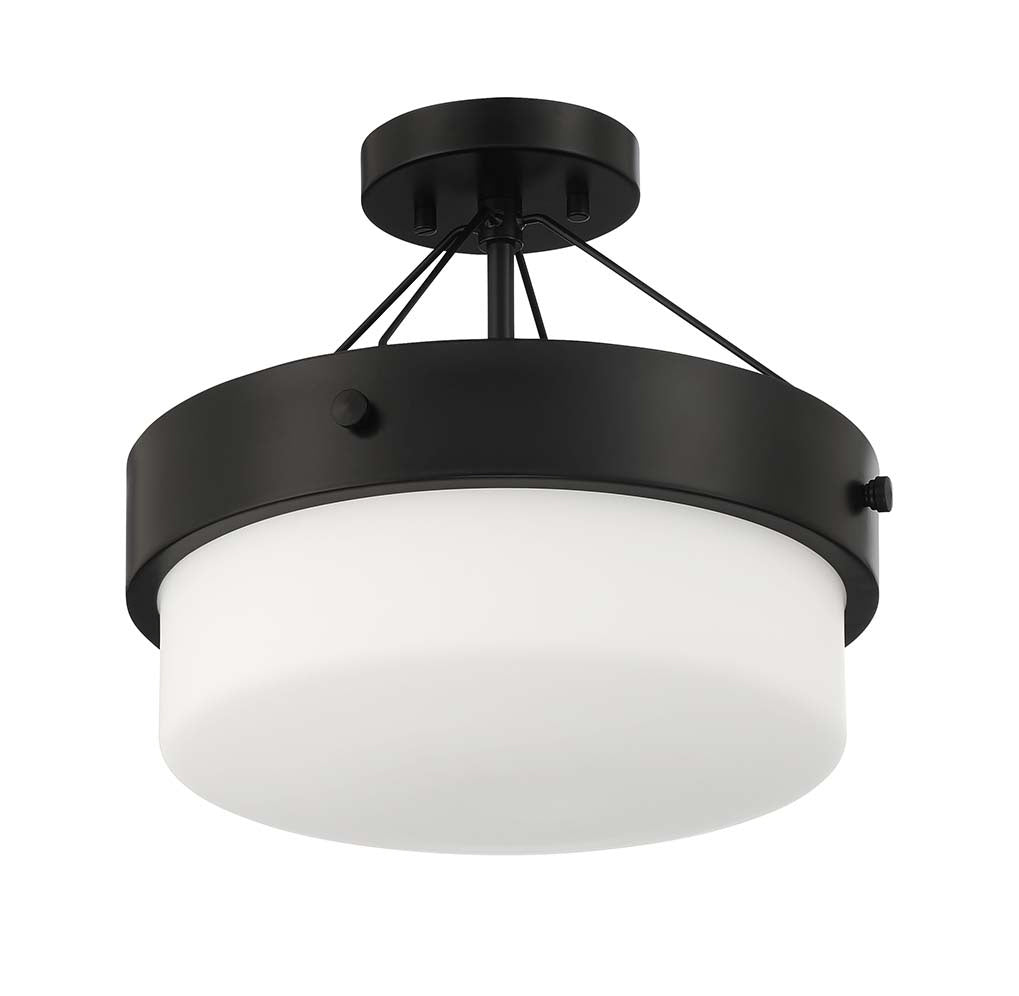 Oak Street Two Light Flushmount in Flat Black