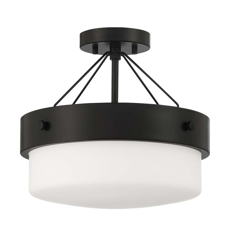 Oak Street Two Light Flushmount in Flat Black