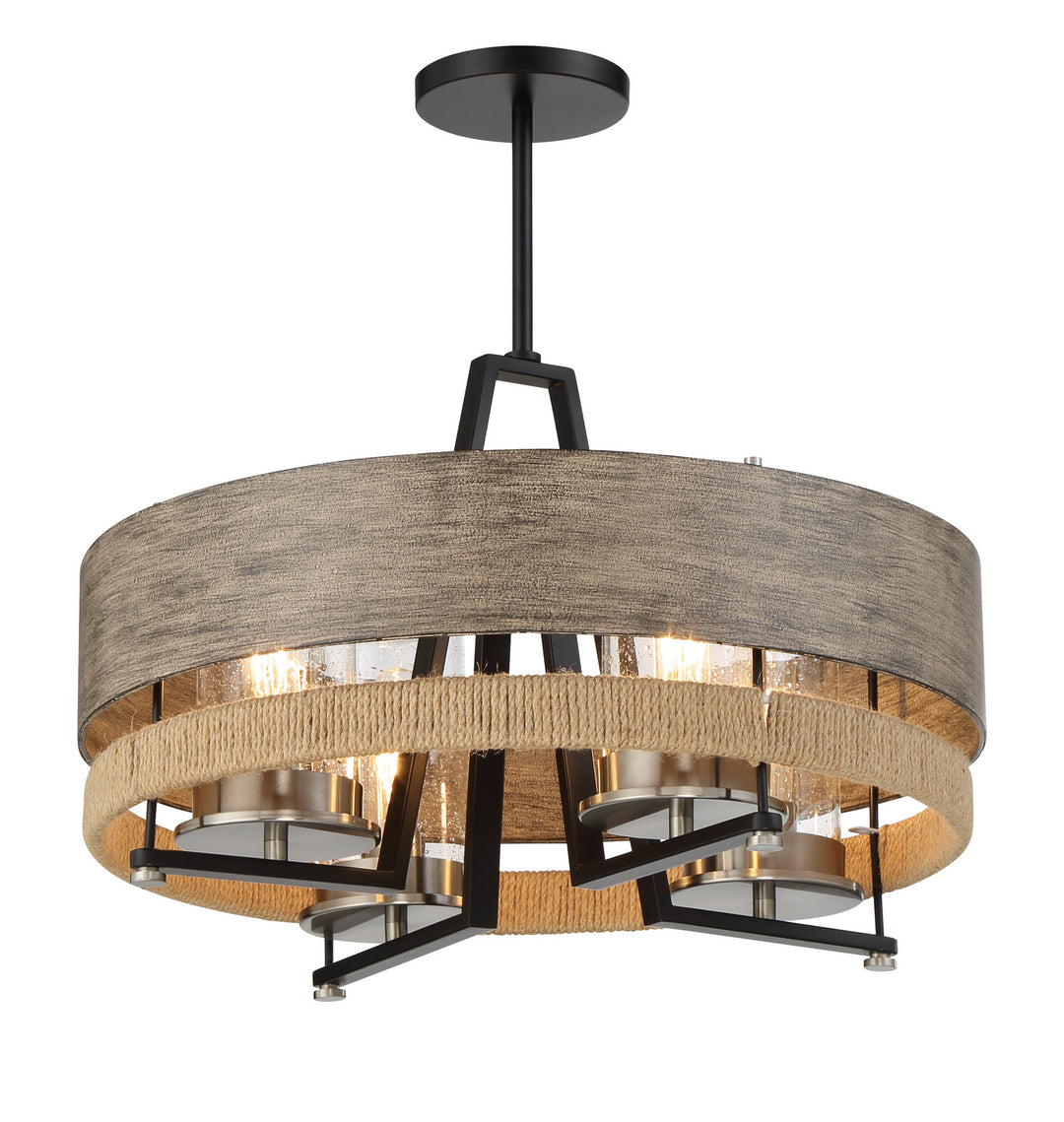 Minka Lavery Silver Creek Four Light Convertible Pendant in Stone Grey, Coal & Brushed Nickel