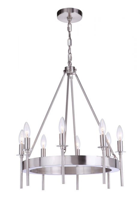 Larrson Eight Light Chandelier in Brushed Polished Nickel