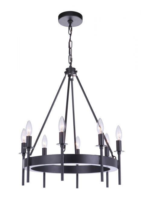 Larrson Eight Light Chandelier in Flat Black