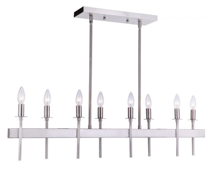 Larrson Eight Light Island Pendant in Brushed Polished Nickel