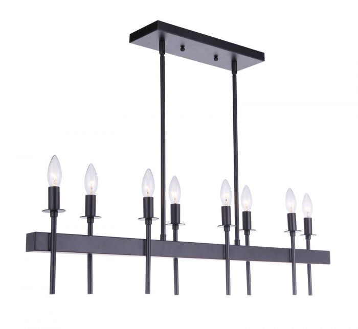 Larrson Eight Light Island Pendant in Flat Black