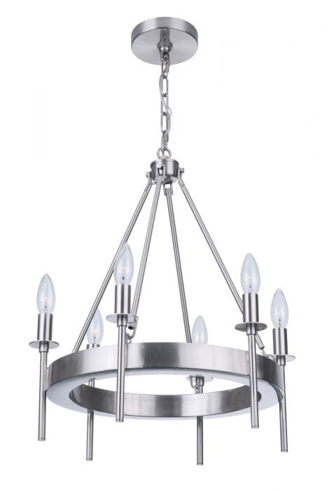 Larrson Six Light Chandelier in Brushed Polished Nickel