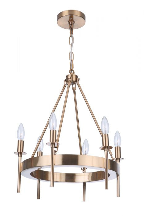 Larrson Six Light Chandelier in Satin Brass