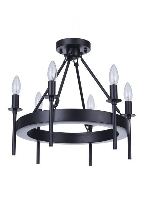 Larrson Six Light Semi-Flush Mount in Flat Black