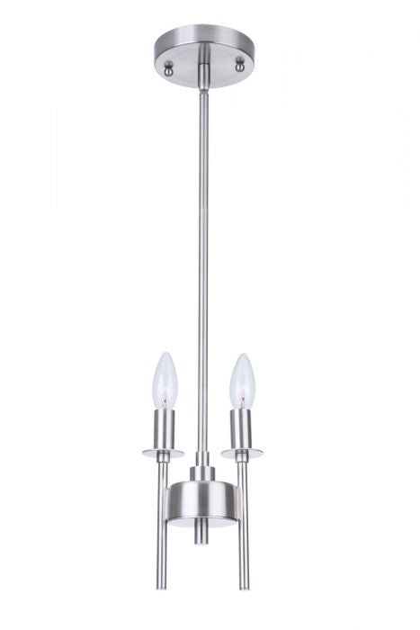 Larrson Two Light Mini Pendant in Brushed Polished Nickel