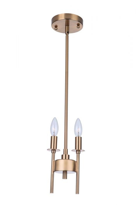 Larrson Two Light Mini Pendant in Satin Brass