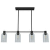 Lochemeade Four Light Linear Chandelier in Natural Black Iron