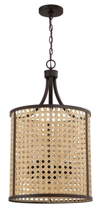 Malaya Four Light Foyer Pendant in Aged Bronze Brushed