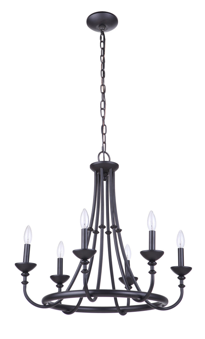 Marlowe Six Light Chandelier in Flat Black