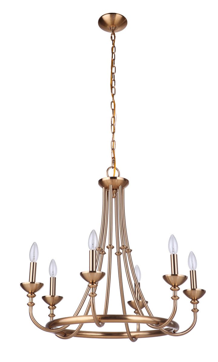 Marlowe Six Light Chandelier in Satin Brass