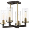 Minka Lavery Ainsley Court Four Light Semi Flush Mount in Aged Kinston Bronze with Brushed Brass