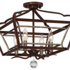 Minka Lavery Astrapia Four Light Semi Flush Mount in Dark Rubbed Sienna With Aged Silver