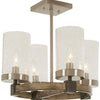 Minka Lavery Bridlewood Four Light Semi Flush Mount in Stone Grey with Brushed Nickell