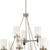 Minka Lavery Bridlewood Nine Light Chandelier in Stone Grey with Brushed Nickell