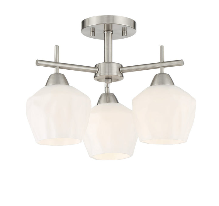 Minka Lavery Camrin Three Light Semi Flush / Chandelier in Brushed Nickel