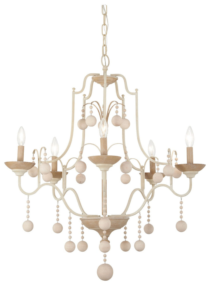 Minka Lavery Colonial Charm Five Light Chandelier in White Wash & Sun Dried Clay