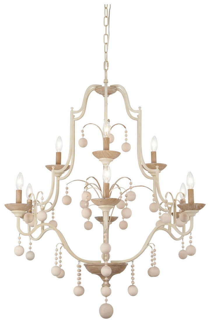 Minka Lavery Colonial Charm Nine Light Chandelier in White Wash & Sun Dried Clay