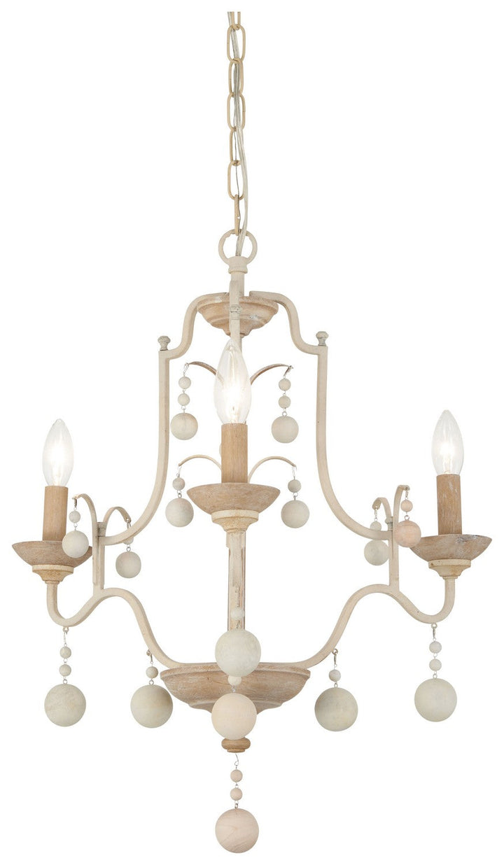 Minka Lavery Colonial Charm Three Light Chandelier in White Wash & Sun Dried Clay