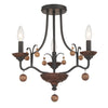 Minka Lavery Colonial Charm Three Light Semi Flush Mount in Old World Bronze with Walnut Acce