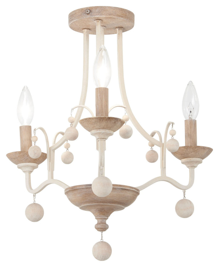 Minka Lavery Colonial Charm Three Light Semi Flush Mount in White Wash & Sun Dried Clay