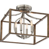 Minka Lavery Country Estates Four Light Semi Flush Mount in Sun Faded Wood with Brushed Nickel