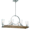 Minka Lavery Country Estates Six Light Island Pendant in Sun Faded Wood with Brushed Nickel