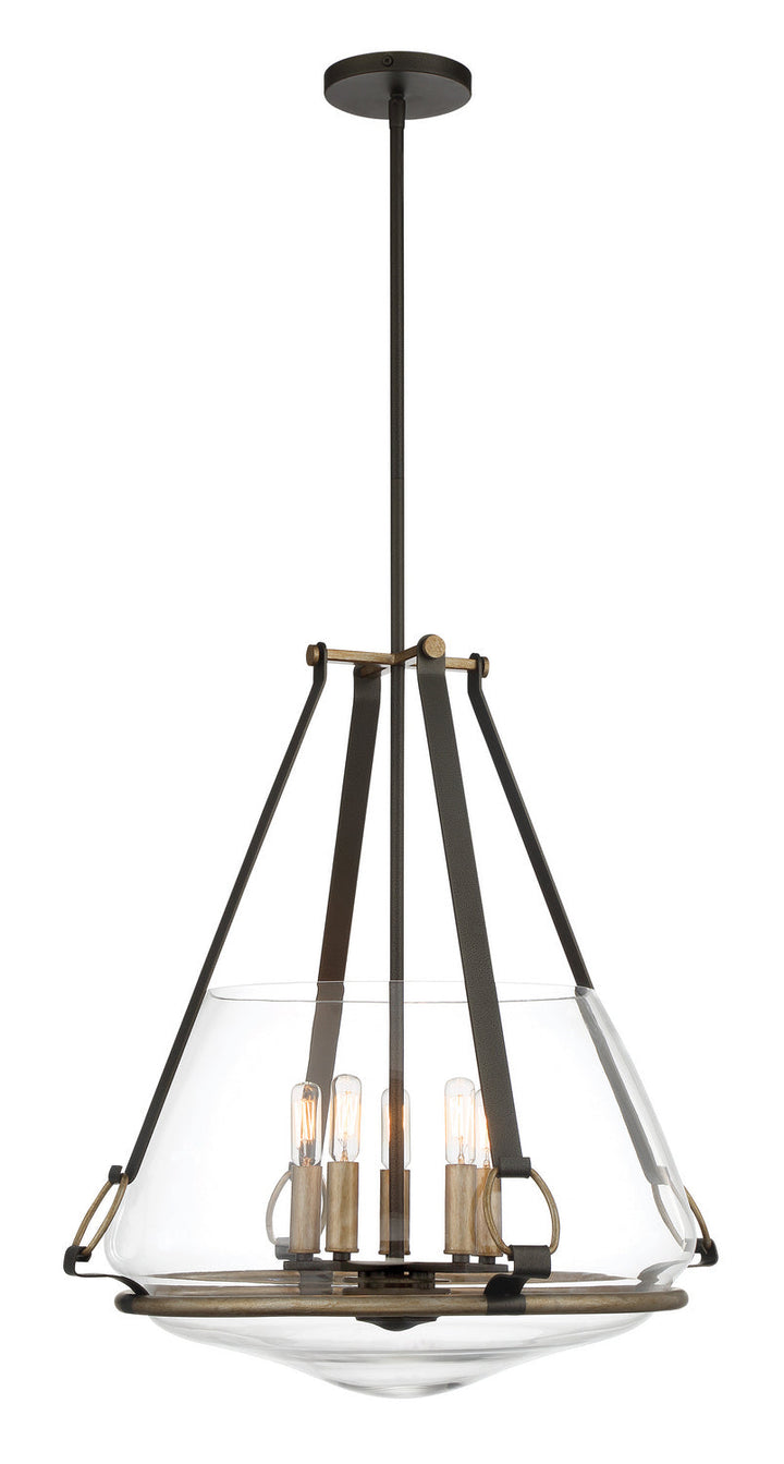 Minka Lavery Eden Valley Five Light Pendant/Semi Flush Mount in Smoked Iron with Aged Gold