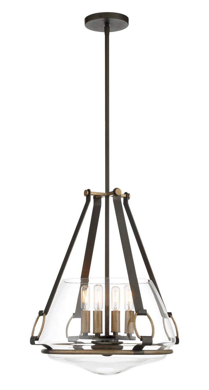 Minka Lavery Eden Valley Four Light Pendant/Semi Flush Mount in Smoked Iron with Aged Gold