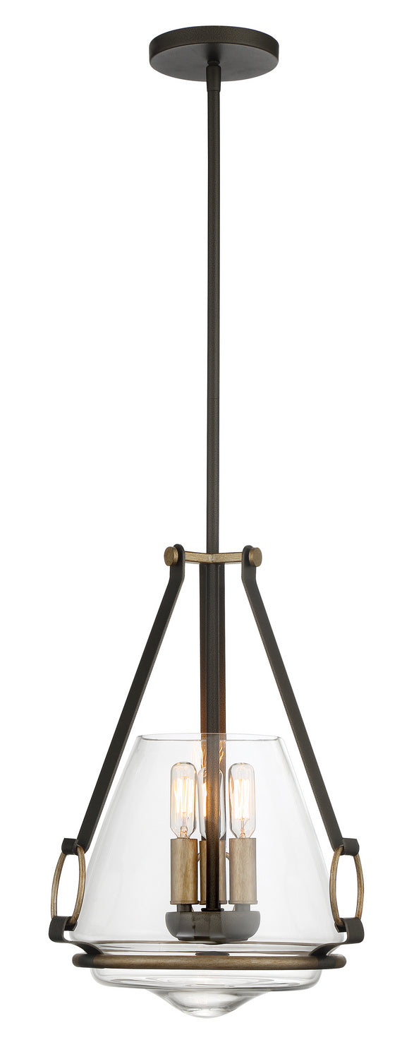 Minka Lavery Eden Valley Three Light Pendant/Semi Flush Mount in Smoked Iron with Aged Gold