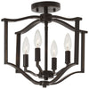 Minka Lavery Elyton Four Light Semi Flush Mount in Downton Bronze with Gold Highlights
