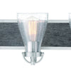 Minka Lavery Garrison Three Light Bath in Brushed Nickel with Shale Wood