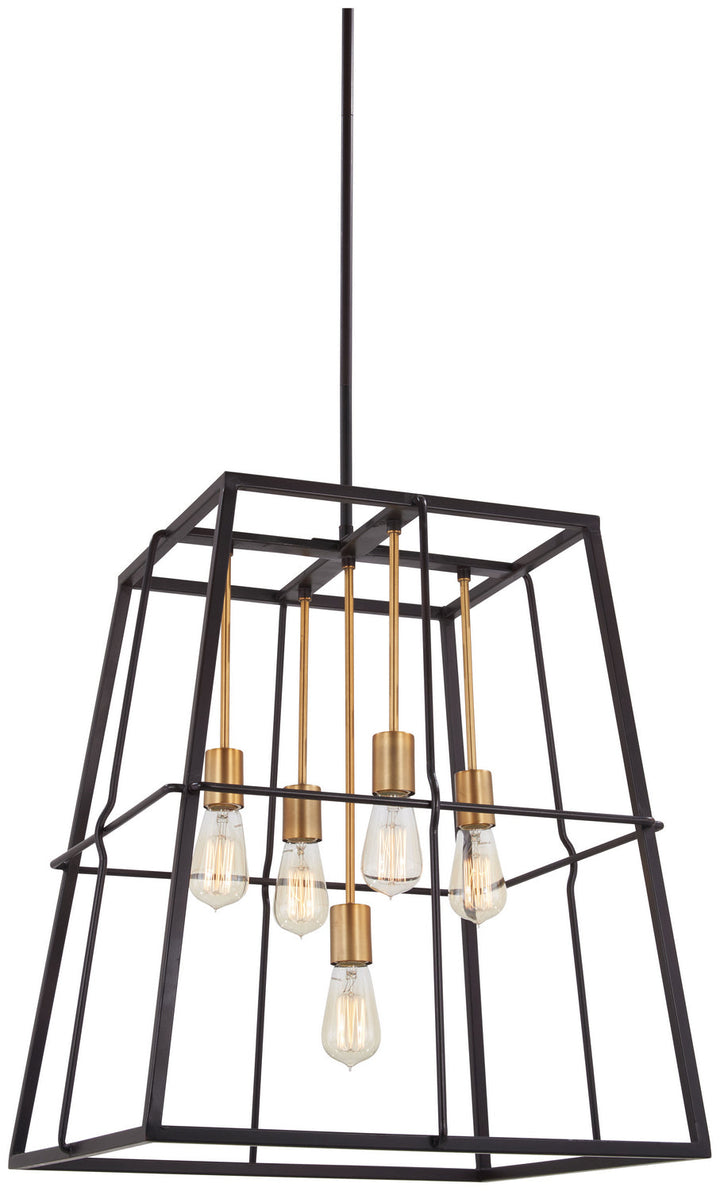 Minka Lavery Keeley Calle Five Light Pendant in Painted Bronze with Natural Brushed Brass