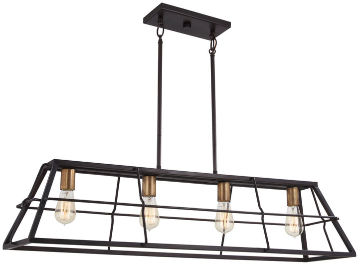 Minka Lavery Keeley Calle Four Light Island Pendant in Painted Bronze with Natural Brushed Brass